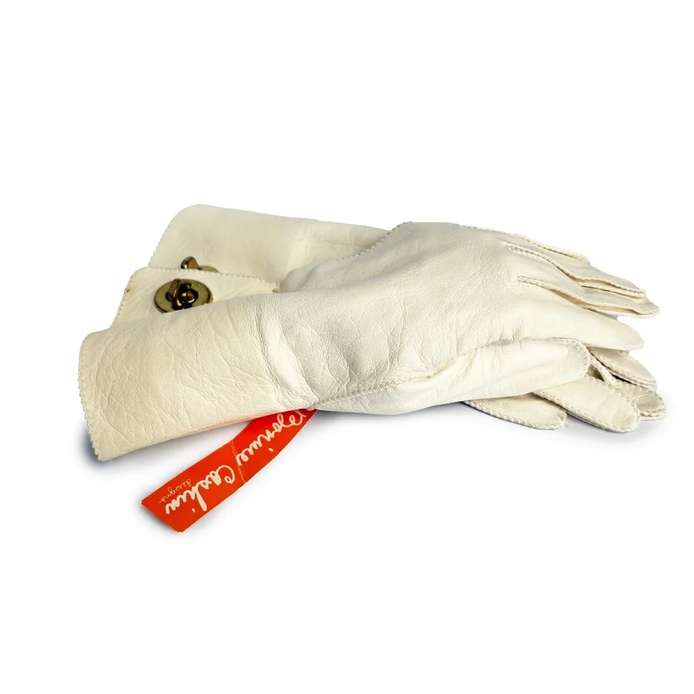Bonnie Cashin Leather Gloves Gauntlet Style Iconic Turn Lock Vintage Crescendoe